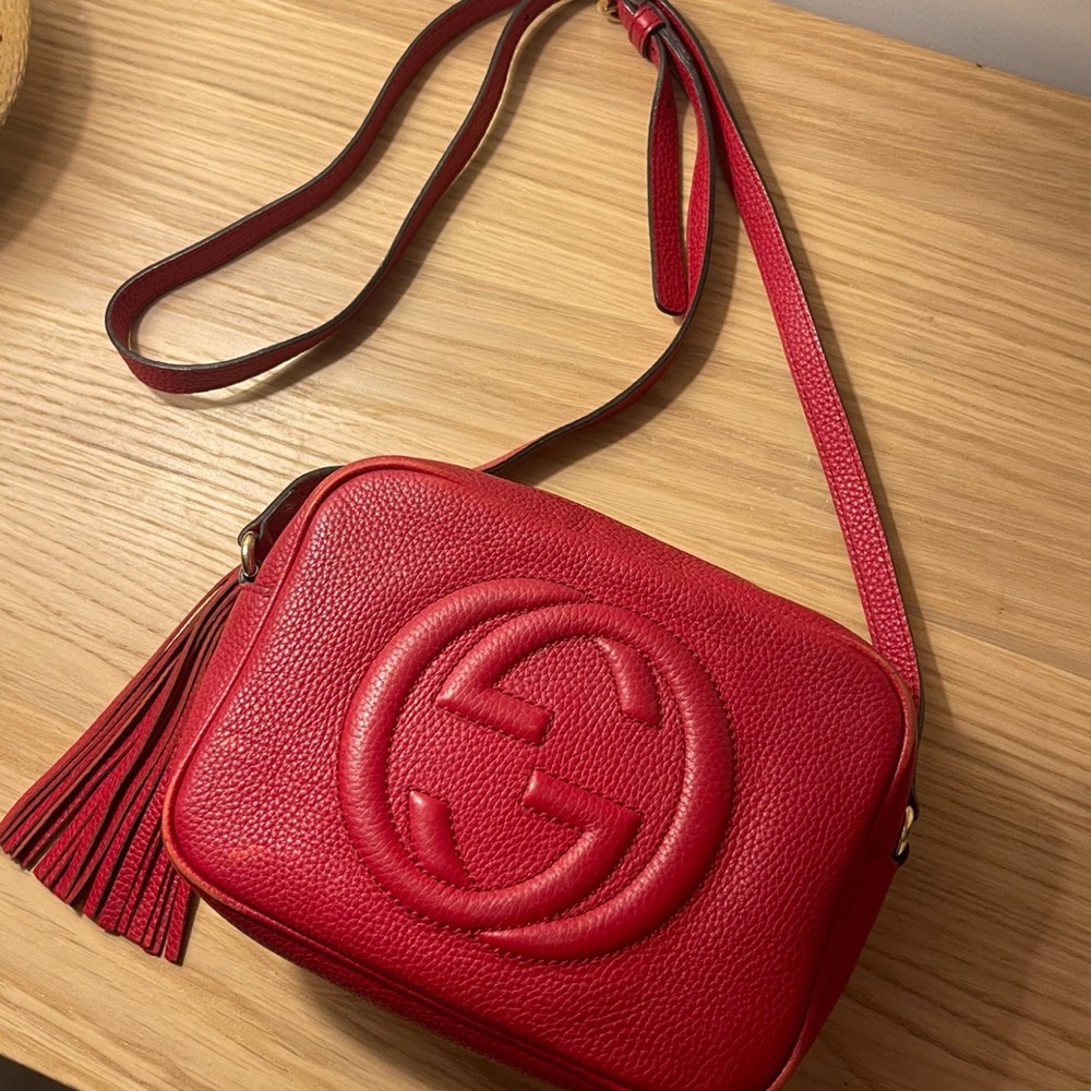 Gucci Soho Disco Gold Hardware Crossbody Red Leather